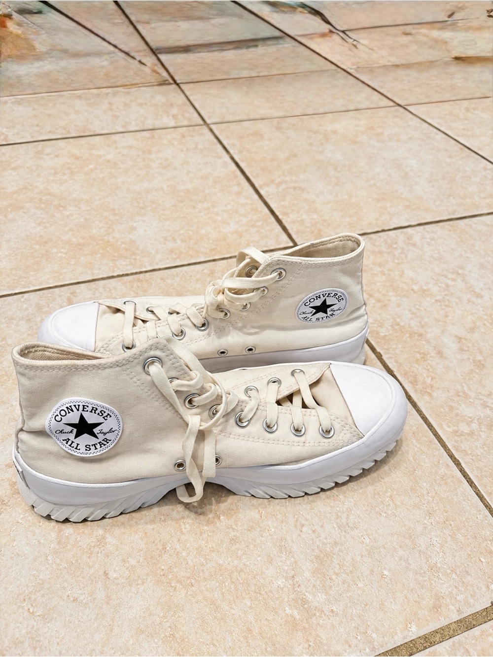 Converse Mens White High Top Platform Sneakers